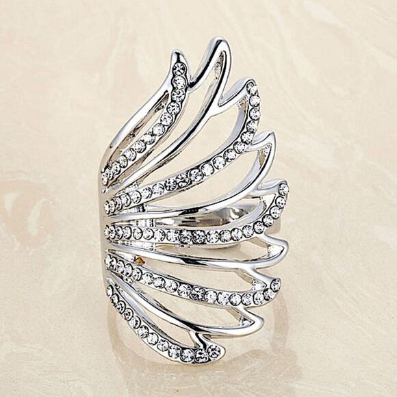 Sterling Silver Resizable Angel Wing Ring - Picture 1 of 4